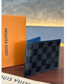 LOUIS VUITTON BI FOLD WALLET IN DAMIER GRAPHITE CANVAS & BLUE INTERIOR