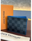 LOUIS VUITTON BI FOLD WALLET IN DAMIER GRAPHITE CANVAS & BLUE INTERIOR