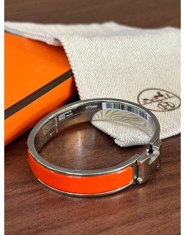 HERMES CLIC CLAC H BRACELET ORANGE ENAMEL WITH STAINLESS STEEL