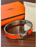 HERMES CLIC CLAC H BRACELET ORANGE ENAMEL WITH STAINLESS STEEL