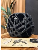 BURBERRY ORCHARD BLACK SUEDE + LEATHER SATCHEL VELOURS BAG