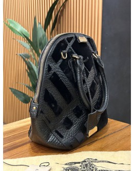 BURBERRY ORCHARD BLACK SUEDE + LEATHER SATCHEL VELOURS BAG