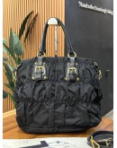 PRADA TESSUTO GAUFRE BLACK TOTE BAG WITH STRAP