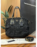 PRADA TESSUTO GAUFRE BLACK TOTE BAG WITH STRAP