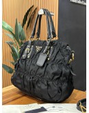 PRADA TESSUTO GAUFRE BLACK TOTE BAG WITH STRAP