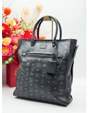 MCM TOTE TOP HANDLE BAG IN BLACK VISETOS LEATHER
