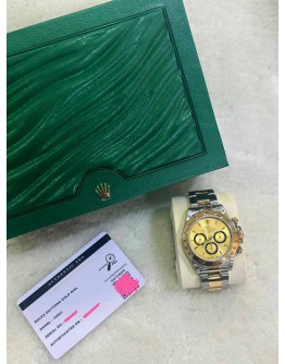 ROLEX DAYTONA SUPERLATIVE CHRONOMETER COSMOGRAPH HALF 18K 750 YELLOW GOLD REF 16523 CHAMPAGNE DIAL 40MM AUTOMATIC WATCH