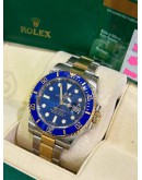 ROLEX SUBMARINER DATE HALF 18K 750 YELLOW GOLD REF 116613LB BLUE DIAL  40MM AUTOMATIC WATCH