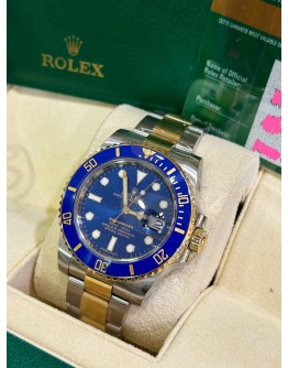 ROLEX SUBMARINER DATE HALF 18K 750 YELLOW GOLD REF 116613LB BLUE DIAL  40MM AUTOMATIC WATCH