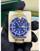 ROLEX SUBMARINER DATE HALF 18K 750 YELLOW GOLD REF 116613LB BLUE DIAL  40MM AUTOMATIC WATCH