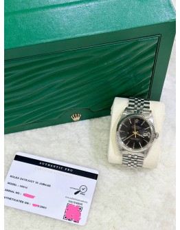 ROLEX DATEJUST 36 REF 16014 JUBILEE BLACK SPARKLE DIAL 36MM AUTOMATIC WATCH