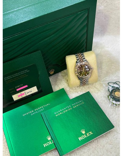 ROLEX LADY DATEJUST REF 279171 HALF 18K 750 EVEROSE GOLD BROWN / BRONZE STAR DIAMOND DIAL 28MM AUTOMATIC WATCH