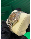 ROLEX LADY DATEJUST REF 279171 HALF 18K 750 EVEROSE GOLD BROWN / BRONZE STAR DIAMOND DIAL 28MM AUTOMATIC WATCH