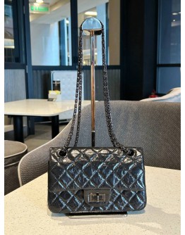 CHANEL REISSUE 227 DOUBLE FLAP BAG IN MUD AGED CALFKSIN LEATHER