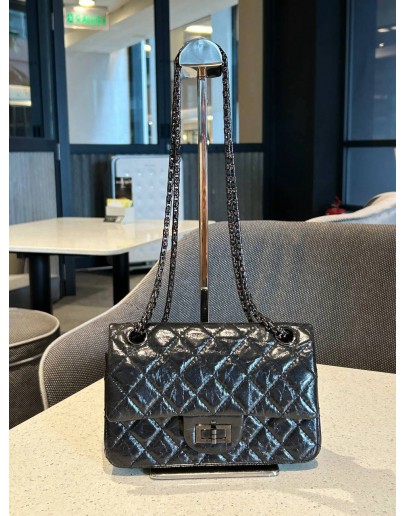 CHANEL REISSUE 227 DOUBLE FLAP BAG IN MUD AGED CALFKSIN LEATHER