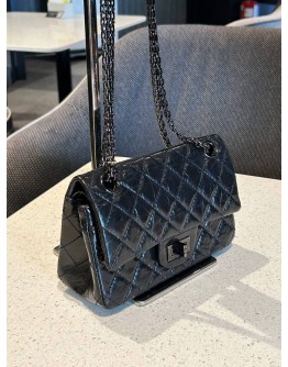 CHANEL REISSUE 227 DOUBLE FLAP BAG IN MUD AGED CALFKSIN LEATHER