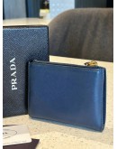 PRADA SMALL NAVY BLUE SAFFIANO LEATHER FLAP WALLET