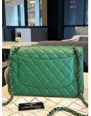 CHANEL JUMBO CLASSIC DOUBLE FLAP IN FOREST GREEN CAVIAR LEATHER GREY HARDWARE CHAIN BAG