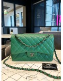 CHANEL JUMBO CLASSIC DOUBLE FLAP IN FOREST GREEN CAVIAR LEATHER GREY HARDWARE CHAIN BAG