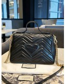 GUCCI GG MARMONT MATELASSE CHEVRON LEATHER TOP HANDLE BAG GHW