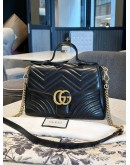 GUCCI GG MARMONT MATELASSE CHEVRON LEATHER TOP HANDLE BAG GHW