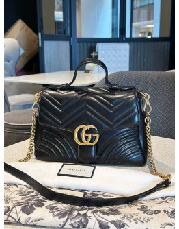 GUCCI GG MARMONT MATELASSE CHEVRON LEATHER TOP HANDLE BAG GHW