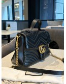 GUCCI GG MARMONT MATELASSE CHEVRON LEATHER TOP HANDLE BAG GHW