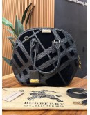 BURBERRY ORCHARD BLACK LEATHER STACHEL VELOURS BAG   