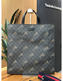 GUCCI GG SUPREME CANVAS WITH TIGER PRINTED HAND TOTE BAG WITH STRAP