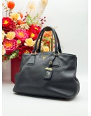 PRADA BN2794 TOTE TOP HANDLE BAG IN NERO VITELLO DAINO LEATHER
