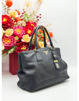 PRADA BN2794 TOTE TOP HANDLE BAG IN NERO VITELLO DAINO LEATHER