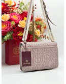 AIGNER DIADORA CROSSBODY BAG IN DUSTY PINK CALFSKIN LEATHER  