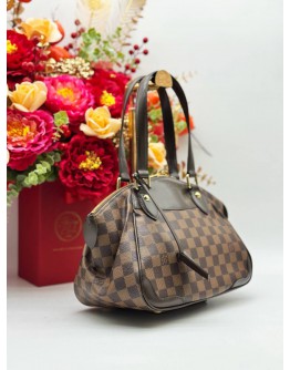 LOUIS VUITTON VERONA PM IN BROWN DAMIER EBENE CANVAS & CALFSKIN LEATHER