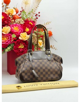 LOUIS VUITTON VERONA PM IN BROWN DAMIER EBENE CANVAS & CALFSKIN LEATHER