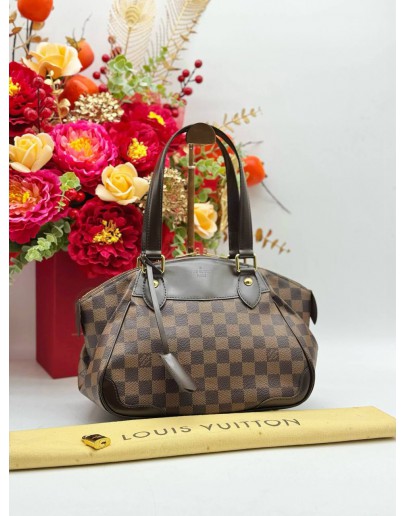 LOUIS VUITTON VERONA PM IN BROWN DAMIER EBENE CANVAS & CALFSKIN LEATHER