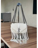 YSL YVES SAINT LAURENT CLASSIC MONOGRAM BABY CROCHET FRINGED BAG