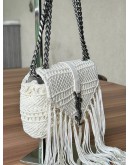 YSL YVES SAINT LAURENT CLASSIC MONOGRAM BABY CROCHET FRINGED BAG