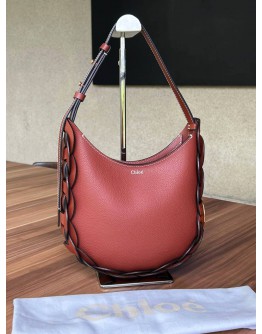 CHLOE SMALL DARRYL HOBO SHOULDER BAG IN SEPIA BROWN GRAINED CALF LEATHER