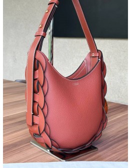CHLOE SMALL DARRYL HOBO SHOULDER BAG IN SEPIA BROWN GRAINED CALF LEATHER