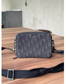 CHRISTIAN DIOR ZIPPED POUCH WITH STRAP IN BLACK DIOR OBLIQUE JACQUARD