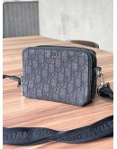 CHRISTIAN DIOR ZIPPED POUCH WITH STRAP IN BLACK DIOR OBLIQUE JACQUARD