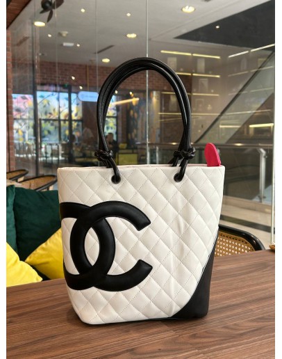 CHANEL CAMBON PETITE HAND TOTE BAG IN BLACK & WHITE