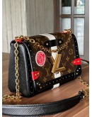 LOUIS VUITTON LIMITED EDITION TWIST MM STUDS MONOGRAM EPI LEATHER BLACK BROWN CHAIN SHOULDER BAG  