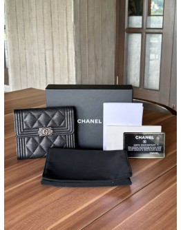 CHANEL CAVIAR BOY COMPACT WALLET