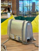 SALVATORE FERRAGAMO VARA RIBBON NEW BIANCO SHOULDER CHAIN BAG