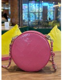 CHANEL ROUND AS EARTH CROSSBODY BAG IN PINK PATENT LEATHER  