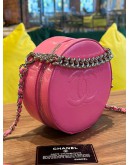 CHANEL ROUND AS EARTH CROSSBODY BAG IN PINK PATENT LEATHER  