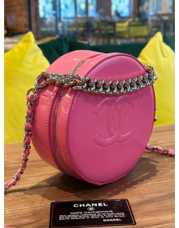 CHANEL ROUND AS EARTH CROSSBODY BAG IN PINK PATENT LEATHER  