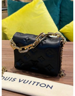 LOUIS VUITTON MICRO COUSSIN IN BLACK LAMBSKIN EMBOSSED MONOGRAM LEATHER   