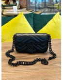 GUCCI 2 IN 1 SUPER MINI GG MARMONT IN FULL BLACK WITH REMOVABLE CHAIN